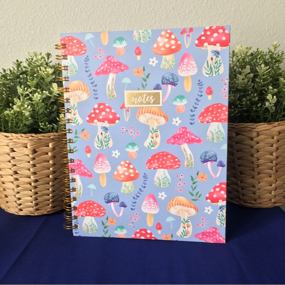 Clementine Spiral Notebook ~ Mushrooms Floral Forrest